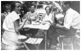 Vi er en tur til Jylland . Esther, Yvonne, Esther, Astrid og Karl.1956.